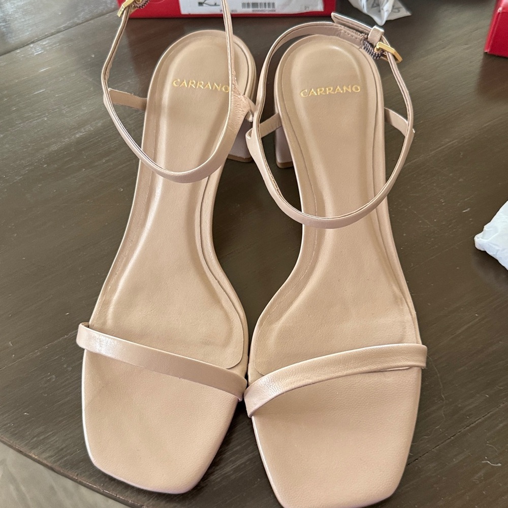 Carrano Lorna Ankle Strap Dress Sandel Leather Nude Bella *10* NWT